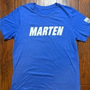 Marten Transport mens t-shirt. Blue. Men’s M. With a small tear on the front.